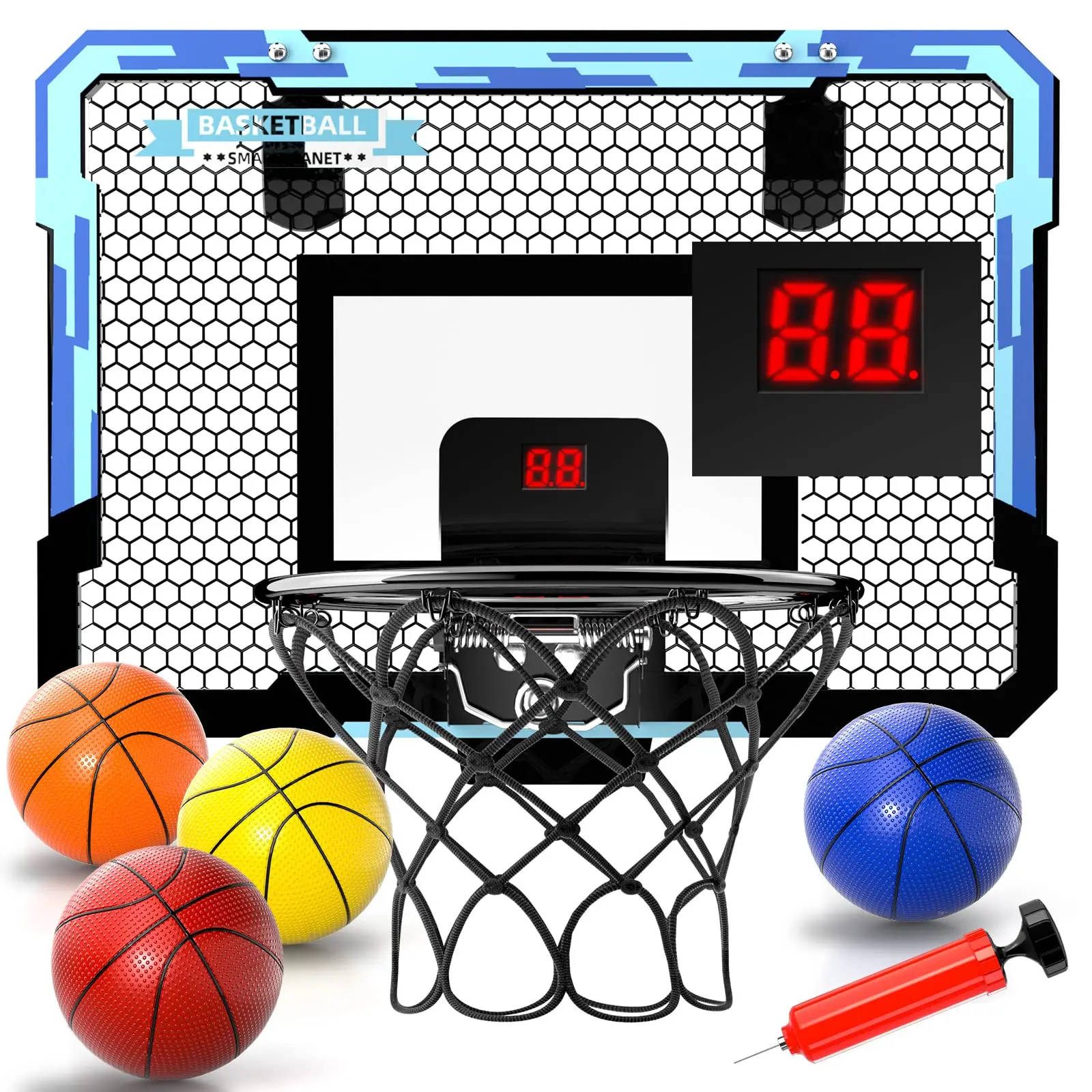 Mini Basketball Hoop Set with Electronic Scoreboard - 4 Balls or 2 Balls Option - Boy Gifts, Teen Boy Gifts, Christmas Sport Toy for Dorm Room, Bedroom