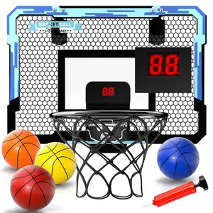 Door Room Mini Basketball Hoop with Electronic Scoreboard, 4 Balls，or 2 Balls, Basketball Toys Suit for Bedroom/Office/Outdoor Christmas Birthday Gift