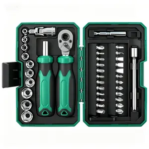 40-Piece All-in-One Socket & Screwdriver Bit Set, High-Torque Ratchet Wrench Tool Kit for Home, Garage, Auto Repair Magnetic Rotary car Removal Portable box gift DIY Multifunctional Compact