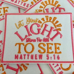 3.5" Let Your Light Shine for all to see.  Matthew 5:16 -  Embroidered Hat Patch