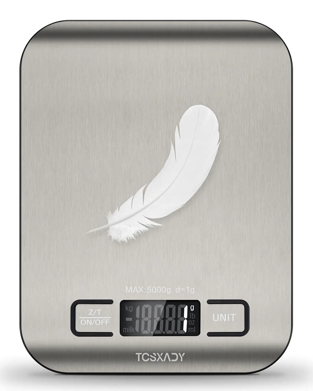 Food Scale, 11lb Digital Kitchen Scale with 6 Units LCD Display and Tare Function,Compact Design for Baking,Healthy Cooking,Meal Prep, 304 Stainless Steel