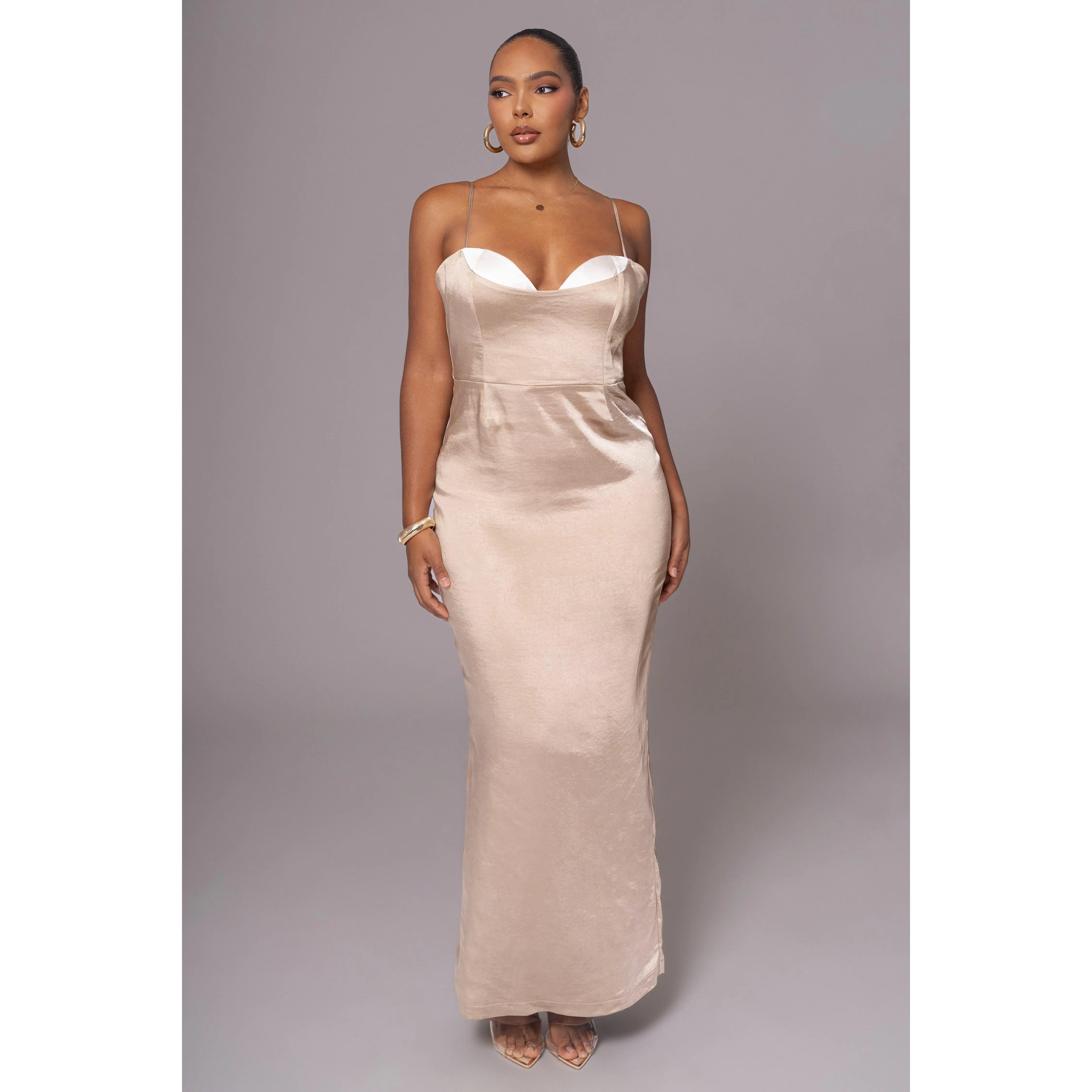 Taupe Moment In Time Maxi Dress