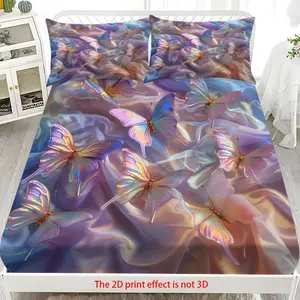 Bed Sheet Set (1 Fitted Sheet + 2 Pillowcases), Modern Style, Hotel Style Bedding, Comfortable and Aesthetic, Suitable for Dorms and Hotels, All Seasons