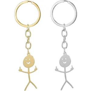 Funny Keychain,Middle Finger Keyring,Matching Keychains,Stainless Steel Fun Keychains,Cool Gifts for Women Friendship Gifts for Couple Friends Brothers