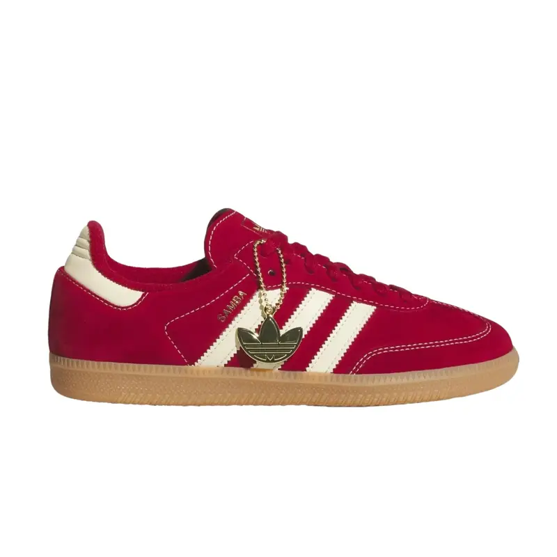 【FLY KICKS EXCLUSIVE】Adidas Samba Classics Red Gold Suede Closed-Toe Sneakers - Rubber-Soled, Leather Upper Athletic Walking Shoes, Everyday Wear Casual Trainers (Runs Small, Sizes 5-11)