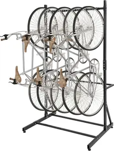Gaomon Steel Freestanding Vertical Bike Rack, 5-Bike Capacity, 300 Lbs Load Limit, Adjustable Height, Indoor Storage Solution, Black