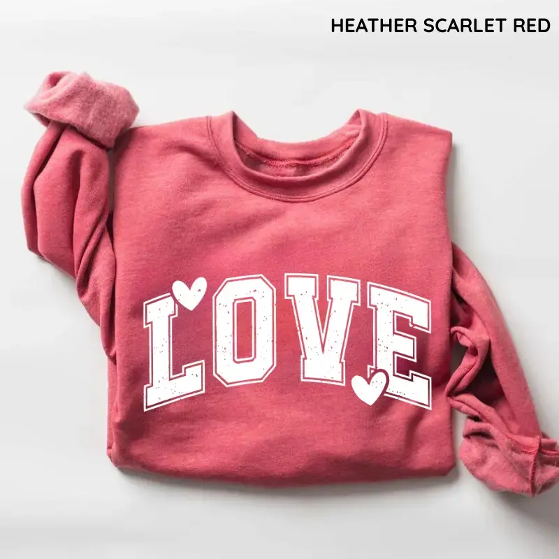 Women's Retro Love Valentine Heart Casual Sweatshirt - Teacher Gift Top, Valentine Graphic Tops for Women