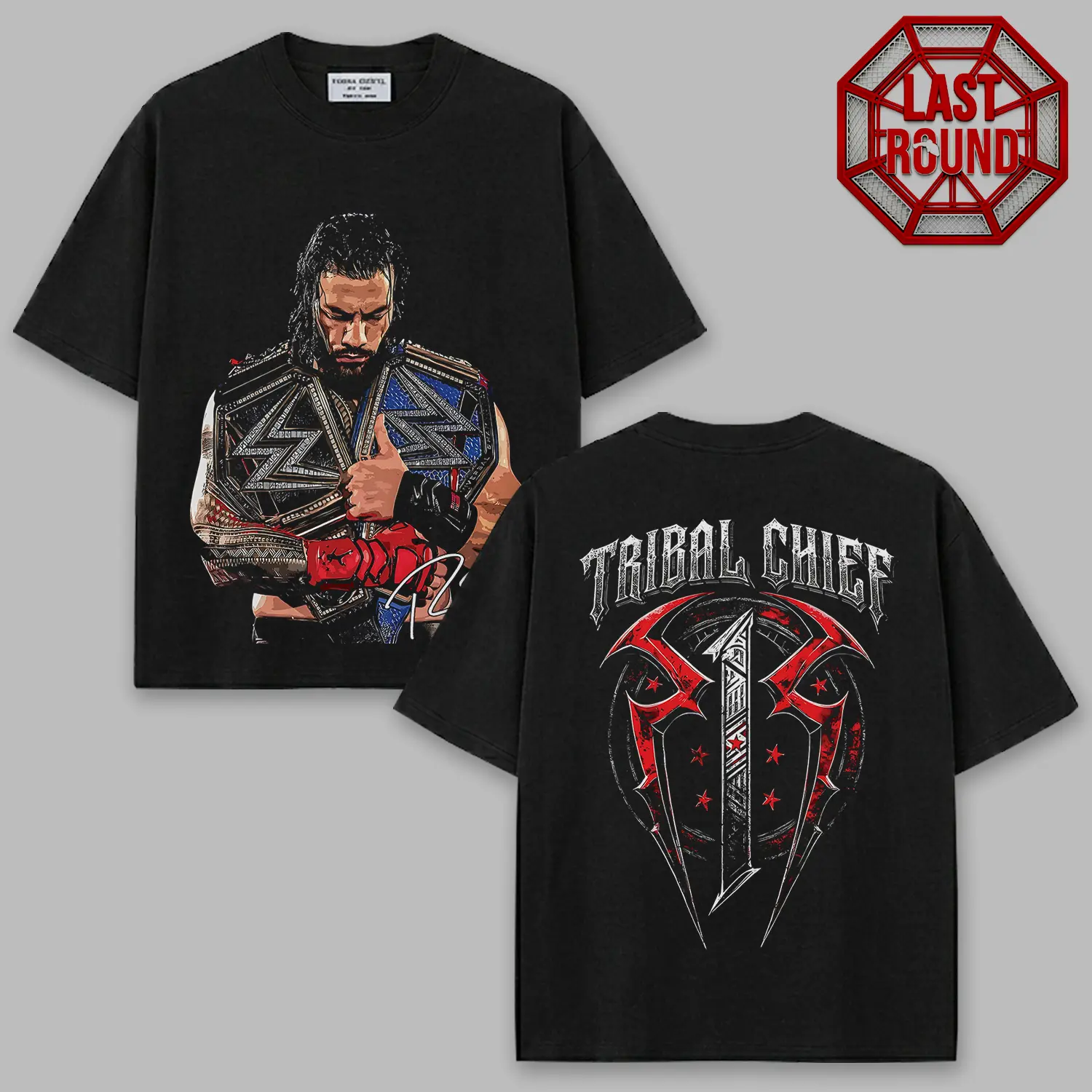 Roman Reigns Tribal Chief V3 T Shirt | Two Sided WWE Bootleg Graphic Tee | Tribal Chief Bloodline Tattoo Shirt | Oversized Heavyweight T-Shirt for Men & Women | Retro 90s Minimalist Pro Wrestler Merch Gift | Roman Reigns Tee | Shhh Acknowledge Me Tee