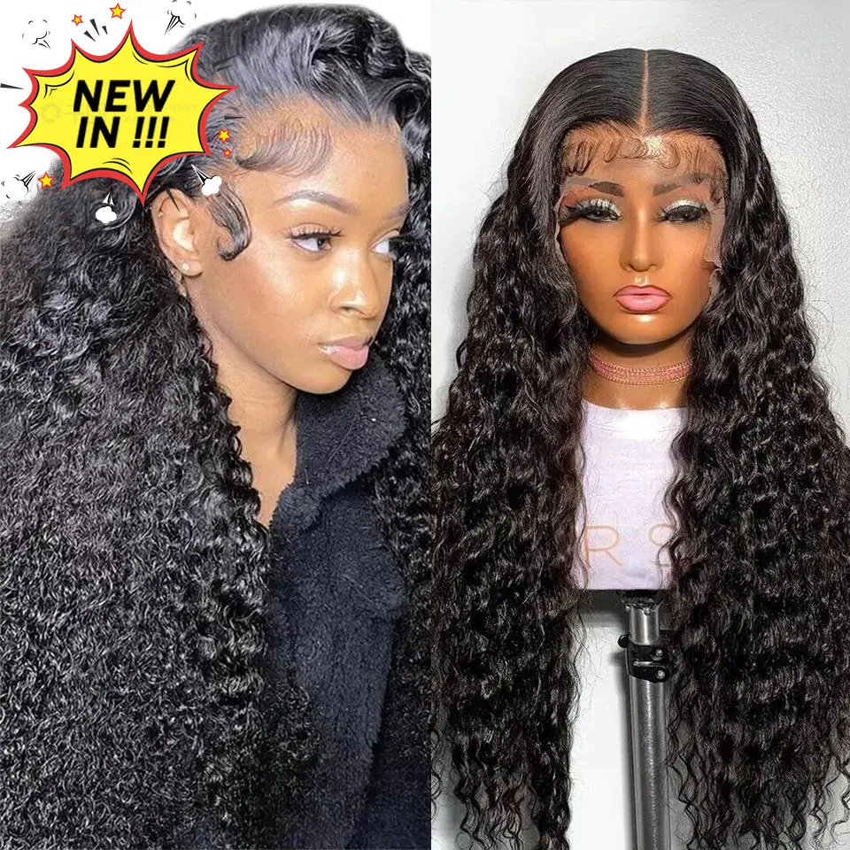 YAWAWE Hair Wear Go Glueless Water Wave HD Lace Frontal Wigs Brazilian Wigs 100% Human Hair For Women Pre Cut Lace PrePlucked Hairline with Baby Hair Deep Curly Wigs preplucked Precut