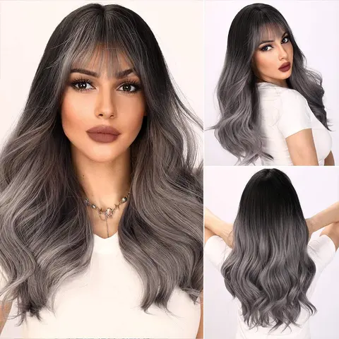 SMILCO/22-inch | Grey Loose Wave with Hair Bangs | SM6057