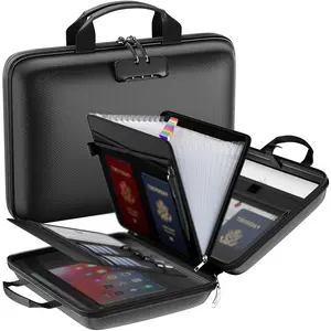 Fireproof File Organizer Box with Lock, Hard Shell Fireproof File Holder, Includes 13 File Pockets, Accordion Style, for Letters/a4 Files/laptops/passports, Office Supplies