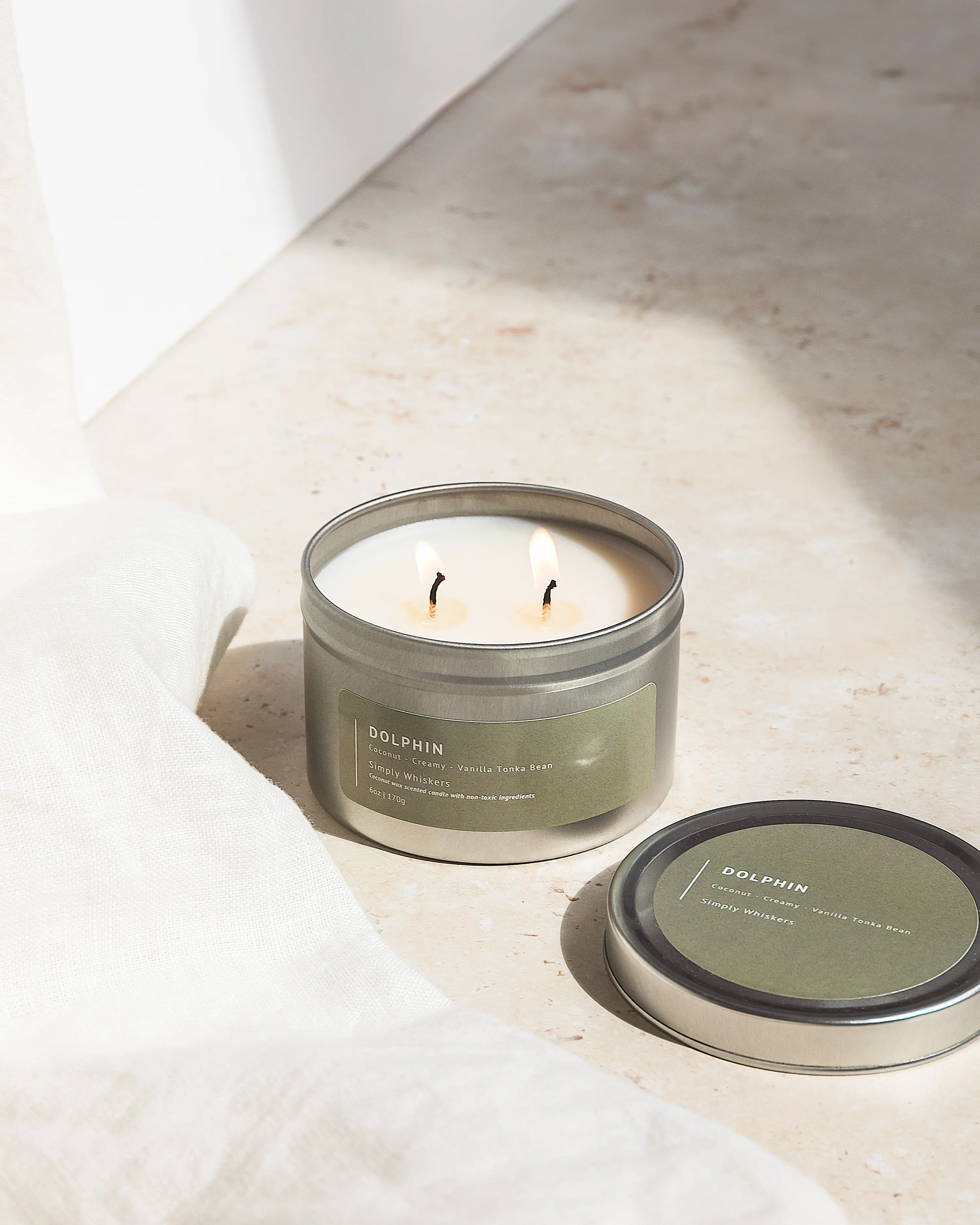 6 oz Dolphin Coconut Wax Candle | Creamy Coconut Vanilla Scent for Homes with Pets