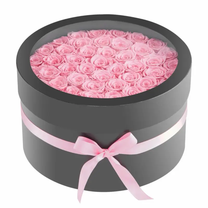 Forever Flowers, 50 Preserved Roses in a Box, Eternal Flowers Immortal Bouquet Birthday Present for Delivery Prime, Anniversary, Valentine's Day, Christmas, Sweet Pink