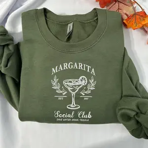 Margarita Social Club Embroidered Crewneck - Save Water Drink Tequila