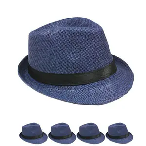 12 PACK Blue Fedoras | Blue Hats | Cuban Fedoras 1329D Adult Size