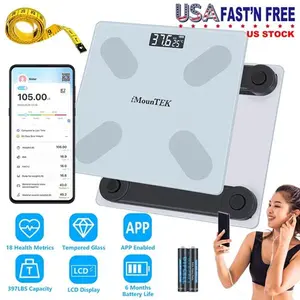 Smart BMI Digital Scale, Accurate & Stable Tempered Glass Body Fat Monitor with App Sync, Tracks 18 Metrics, 397 lbs Capacity, 6 Months Battery