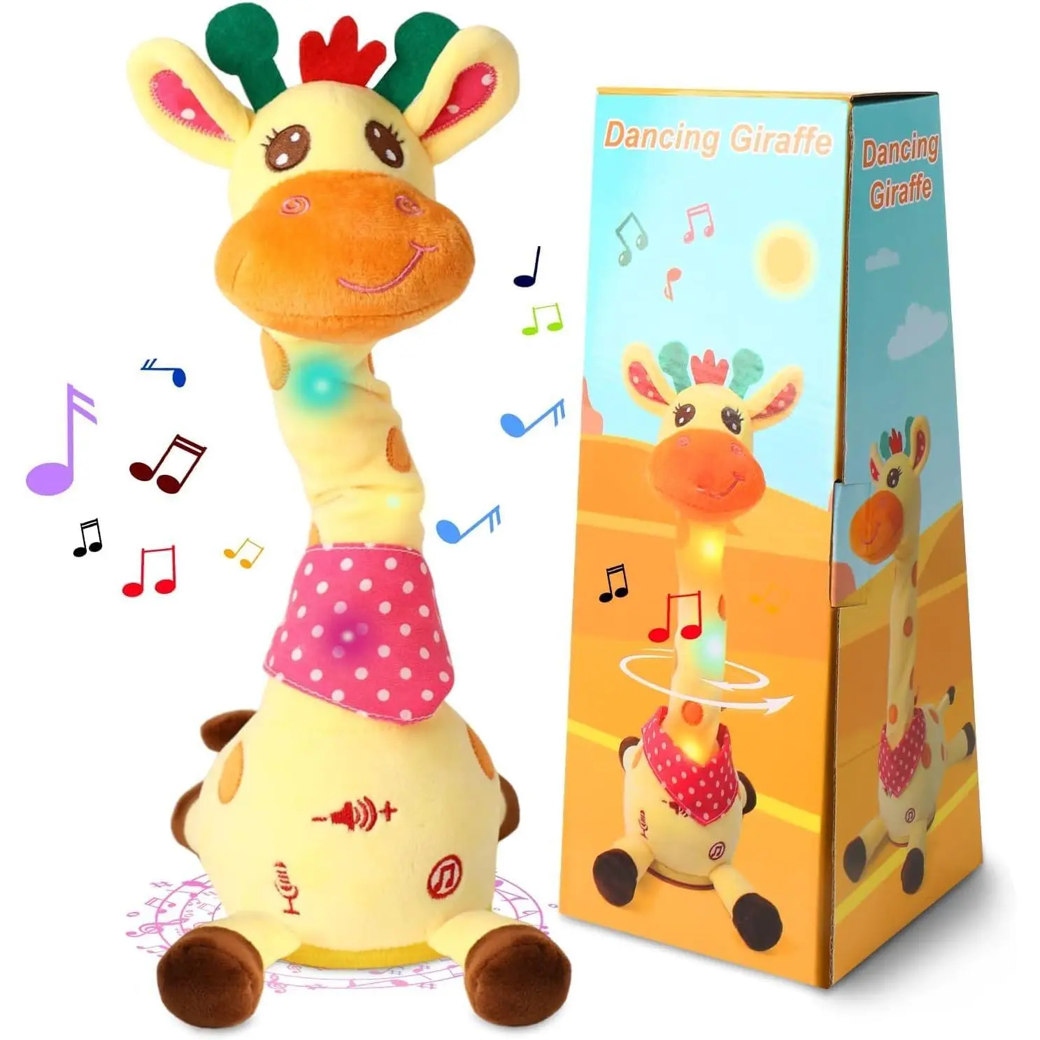 Dancing Talking Giraffe Stuffed Toy - Glowing, Musical, Voice-Repeating Toys for 1-3 Year Old Baby Toddler Gifts, Toys For Toddlers, Cute Toys