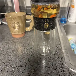 ZENS Cool Glass Teapot with Infuser, One Touch Tea Maker for Loose Tea Diffusers with Insulated Mug and Portable Tea Kits, Enchanted Teapot Alternatives for Tea Lover Gifts
