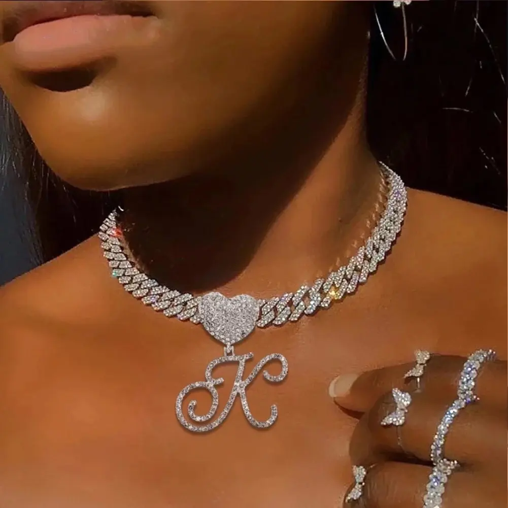 Heart Cuban Initial Chain Heart Cuban Initial Chain