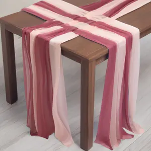20-Pack 9ft Sheer Table Runners – Mauve/Blush Shimmer Sheer Drapes, Wrinkle-Free