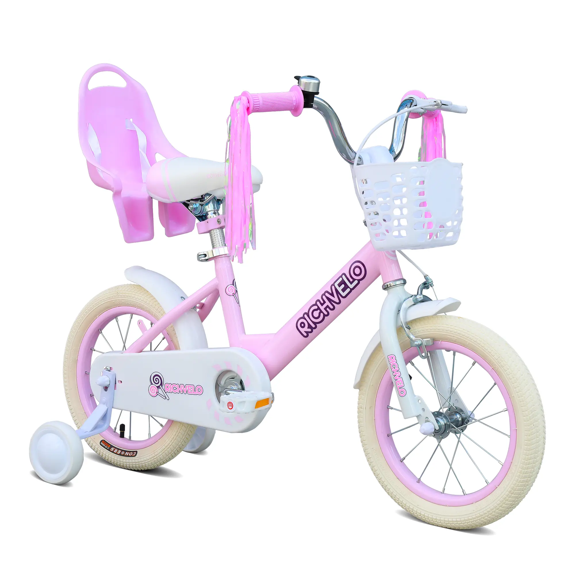RICHVELO Kids Bike 12/14/16 Inch Bicycle for Boys & Girls Ages 3-7, Durable Steel Frame Toddler First Bike with Training Wheels, Anti-Slip Tires, Pedal Brakes, Adjustable Seat & Handlebar, Basket, Chain Guard for Outdoor Riding