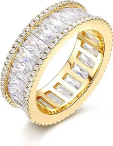 GEMSME Eternity Rings for Women Cubic Zirconia Wedding Promise Engagement Band Size 5-10 R-0389-G