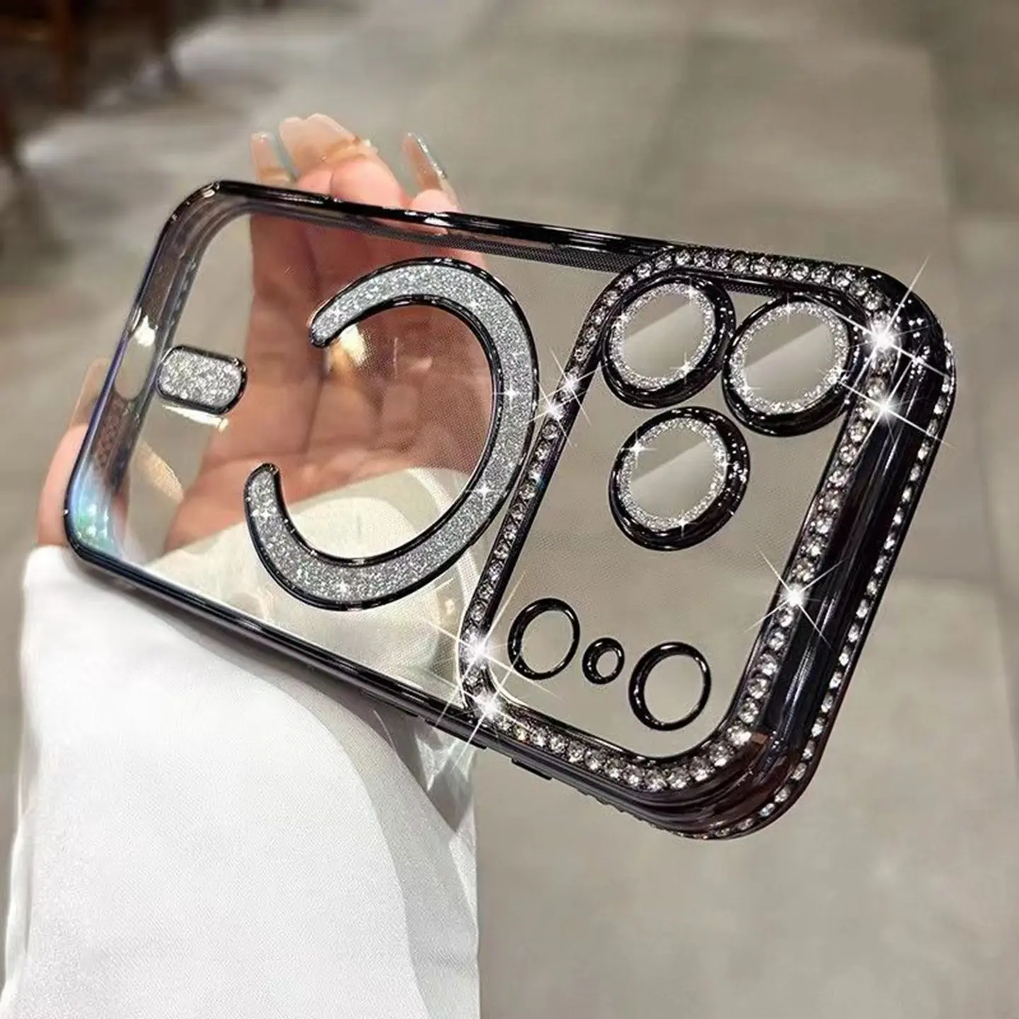 MagSafe Bling Case,Soft TPU, Anti-Scratch Lens Cover + Diamond Edge Case Compatible whith iPhone 17 17promax 16 16pro 15 14 13 12 pro max anti-fall casing