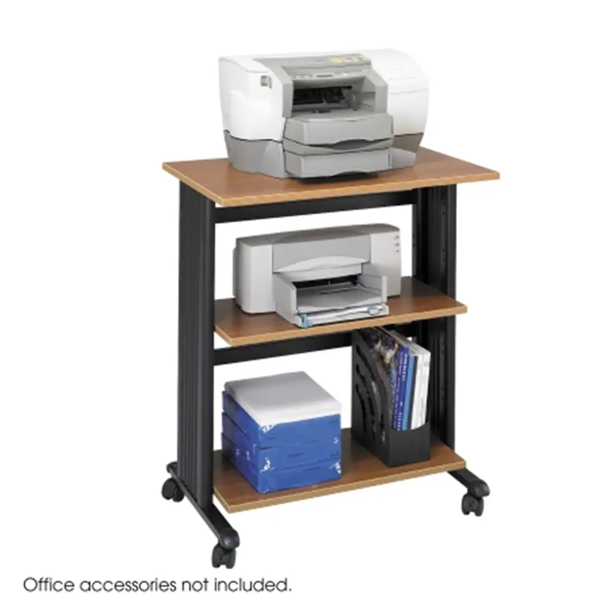 Safco 1881MO Medium Oak/Black Muv Three Level Adjustable Printer Stand