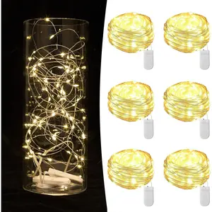 Fairy Lights Battery Operated String Lights 7ft 20 Led Mason Jar Lights Waterproof Silver Wire Light Fireflies DIY Party Wedding Christmas Valentines Day Decoration