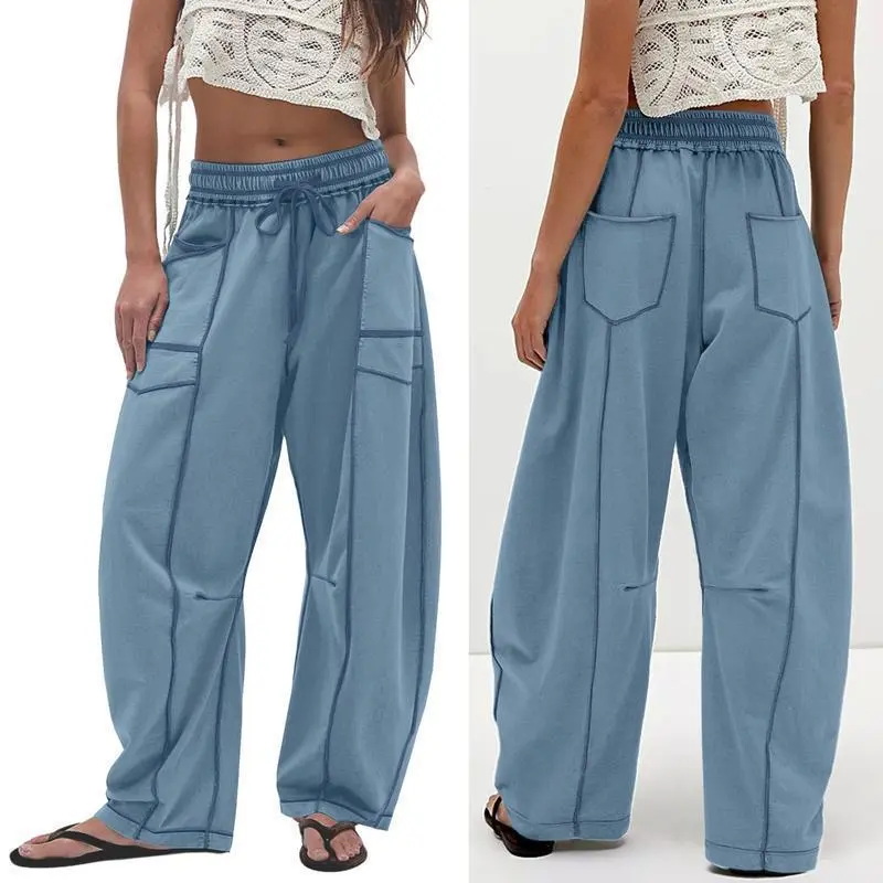 WomensBaggyBarrelPantsWideLegLoungeDrawstringSweatpantswithPocketsWomenswearBottomWomen'sHighWaistFlareLeggingsbreathabletummycontrolyogapantloosefittingtrouser WomensBaggyBarrelPantsWideLegLoungeDrawstringSweatpantswithPocketsWomenswearBottomWomen'sHighWaistFlareLeggingsbreathabletummycontrolyogapantloosefittingtrouser