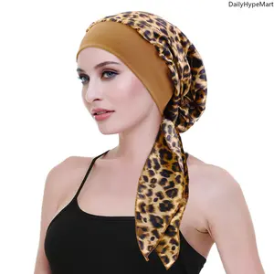 New Braided Turban Chemo Hat - Satin Baroque Print, Wide Elastic Band, Tie Closure, Comfortable Sleep Bonnet for Casual Daily Wear