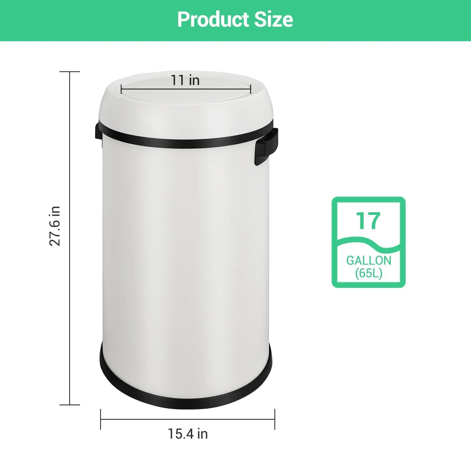 Garvee 65L Large Capacity Stainless Steel Swing Top and Step Trash Cans with Durable Round Design, Multiple Lid Options, Commercial Grade, Brushed Finish - Ideal for Kitchen, Restaurant, Office Use