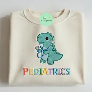 Dinosaur Pediatrics Nurse Embroidered Sweatshirt, PEDS Shirt, Pads Nurse Dino Sweater, Funny Nurse Graduation Gift for Nurse, Cute Peds gift