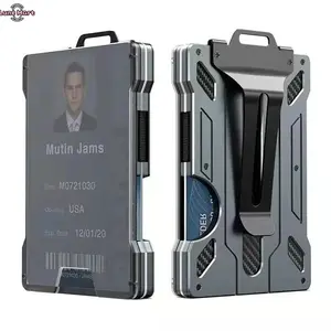 LuneMart Men's Ultimate Tactical Wallet - Slim Aluminum Metal Money Clip, Clear ID Window, Carbon Fiber Accents, RFID Blocking - Ideal for Travel, Everyday Carry - Secure, Organized Card & Cash Storage, Men Wallet
