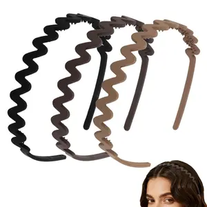 3 count Zigzag Headbands Plastic Hairband with  Non Slip Wavy Headband Thin Stretchy  Bands Fashion Hair Accessories for Women