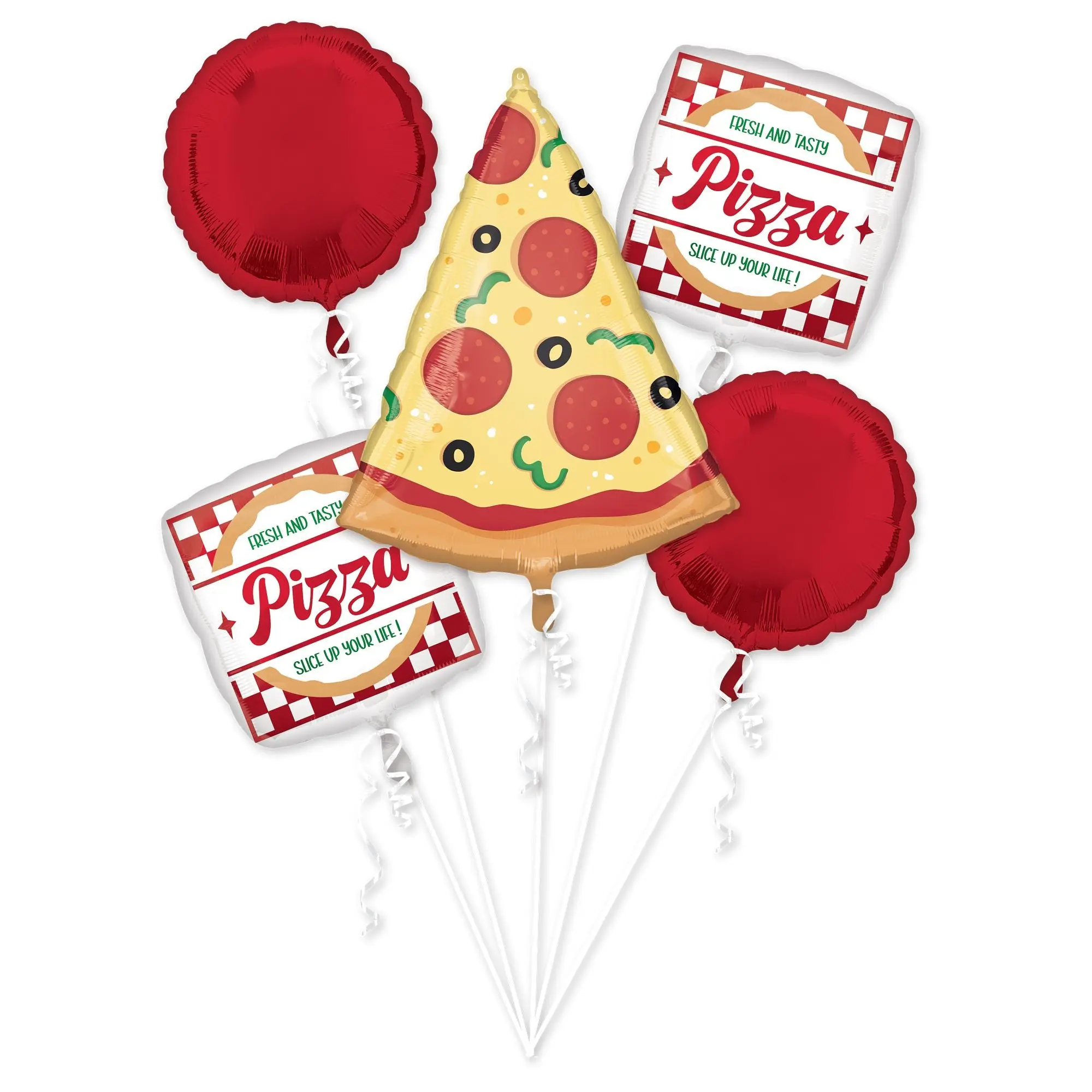 Pizza Party Foil Balloon Bouquet - 5 Piece Set Pizza Party Foil Balloon Bouquet - 5 Piece Set
