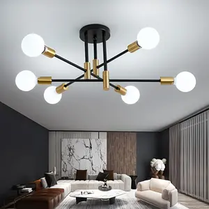 Modern style E27 chandelier with a semi-recessed design and equipped with hardware accessories, ideal for living rooms, kitchen islands, and dining rooms, Home Decor Light (bulbs not included)