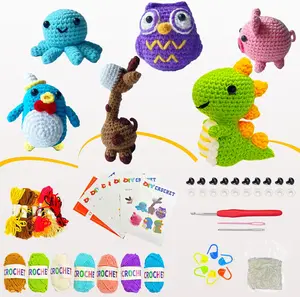 6Pcs 2026 Crochet Kit for Beginners Adults & Kids, Easy Animal Crochet Starter Kit with Step-by-Step Video Tutorials, Perfect DIY Gift for Craft Lovers with Yarn(40%+ Yarn)
