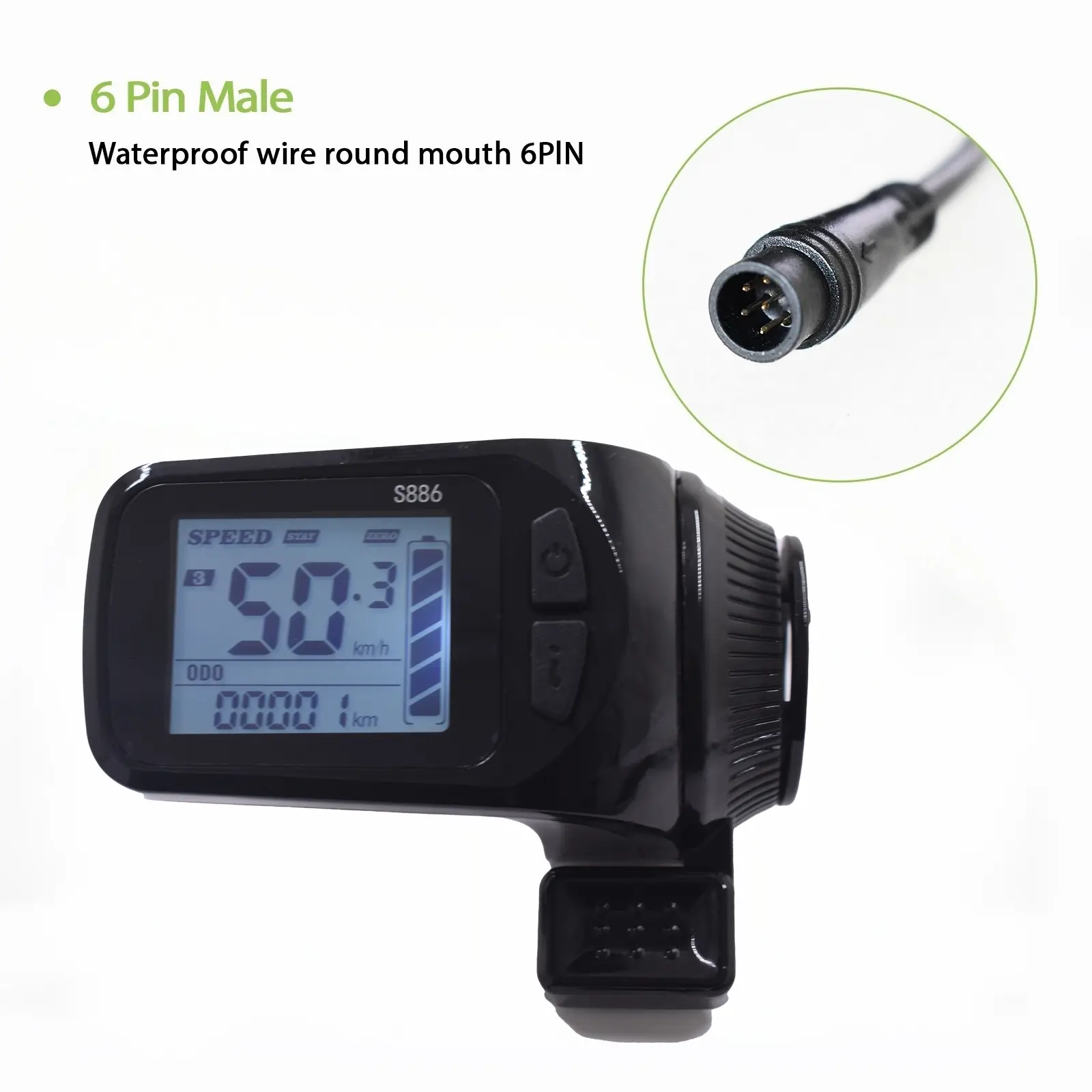 S886 6pin Waterproof Electric Bicycle Controller, Color Display, Uart 2 Protocol, Compatible with S886 E-Bike, Durable Design, Ebike Controller
