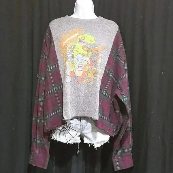 Nickelodeon Band Upcycled Oversized Flannel