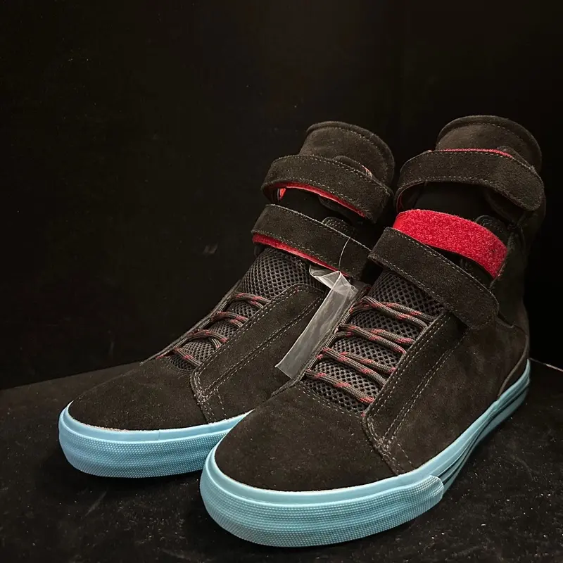 Supra TK Society Black Blue Suede High Top Velcro Unisex Board Shoes Streetwear