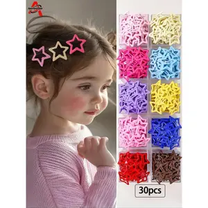 ApexSportGear 30pcs Cute Colorful Hair Clips, Shiny Star Pentagram Barrettes for Girls, Dopamine Bang Clips, Daily Wear Hair Accessories Set