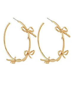 Gold Bow Hoops