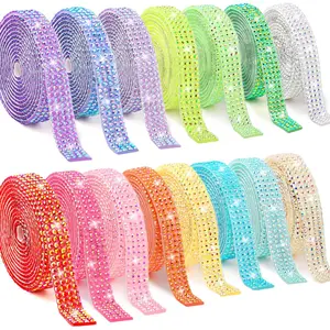 15 Yards Self Adhesive Rhinestone Strips, Rhinestone Ribbons Self Adhesive,   Bedazzling Strips Glitter Bling Rhinestones Tape Stickers for Crafts, Fabric, , Shoes, Decor