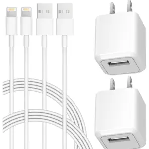 iPhone Charger, 2Pack 3FT Lightning to USB Fast Charging Data Sync Cable & 2Pack USB Wall Charger