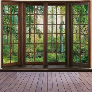 Green Forest Natural Tapestry Window Scenery Wall Aesthetic Tapestry for Bedroom Flannel 80" L X 60" W Beach Blanket Living Dinning Room College Dorm Wall Hanging