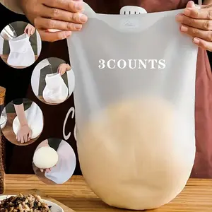 Silicone Dough Kneading Bag, 3 Counts Flour Mixing Bag, Multifunctional Dough Mixing Bag, Suitable for Bread, Pastry, Pizza, Corn Cake, Flour Mixing Bag