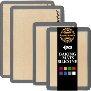 4 count  Baking Mat, Non-Stick Baking Mat,  Safe  Mats for Baking Cookies, Macarons, Vegetables, 480? Heat Resistant (Grey)