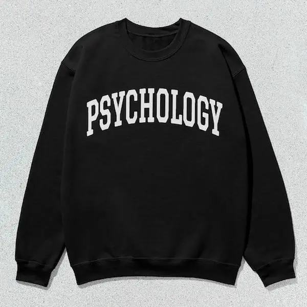 Unisex Collegiate Psychology Graphic Sweatshirt - Casual Long-Sleeve Round-Neck Pullover Tops for Men and Women