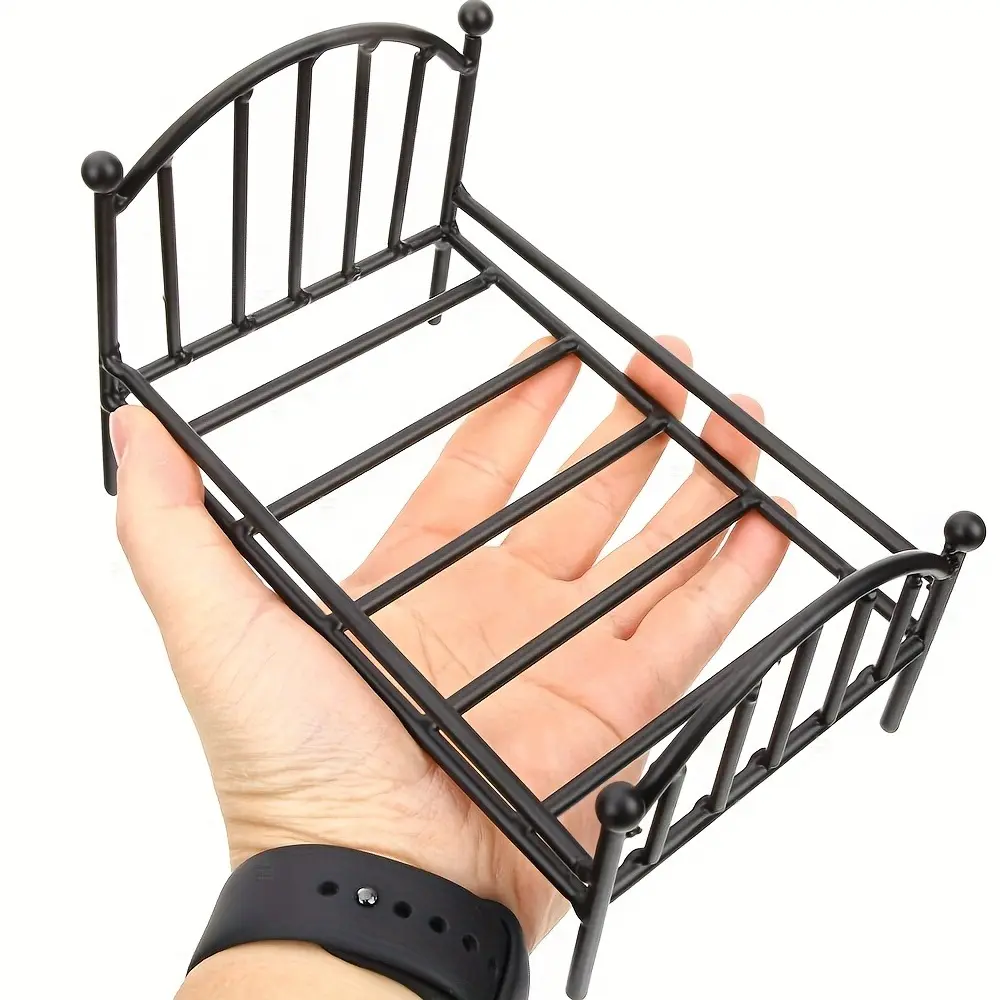 1:12 Scale Miniature Wrought Iron Vintage Bed - Realistic Metal Dollhouse Furniture for DIY Displays, Durable Collector Gift for Ages 14+, Doll Accessories Gift